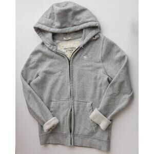 Abercrombie & Fitch Gray Sherpa Lined Full Zip Hoodie Small